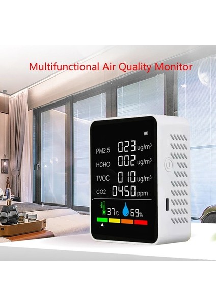 PM2.5/PM10 Co2 Formaldehit/hcho Tvoc Için Siyah Taşınabilir Iç Mekan Hava Kalitesi Monitörü Ev Odası Için Gerçek Zamanlı Izleme (Yurt Dışından) fırsatları