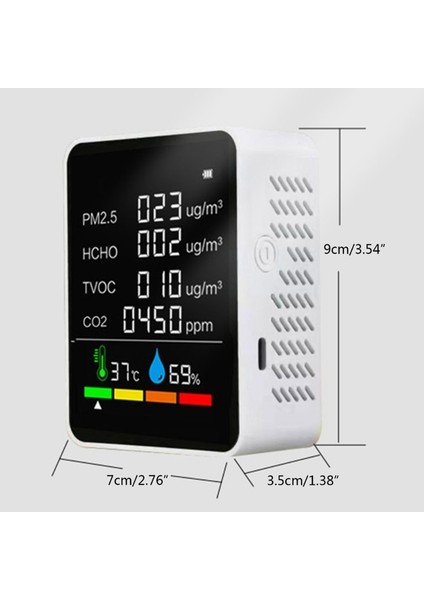 PM2.5/PM10 Co2 Formaldehit/hcho Tvoc Için Siyah Taşınabilir Iç Mekan Hava Kalitesi Monitörü Ev Odası Için Gerçek Zamanlı Izleme (Yurt Dışından) indirimleri