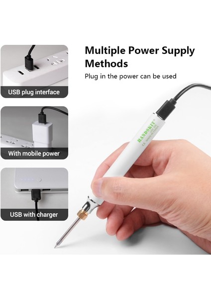 4 Ipucu Tipi Ayarlanabilir Sıcaklık USB Elektrikli Havya 5V 8W Şarjlı Lehim Kaynak Isıtıcı Kalay Tel Onarım Aracı 3 Uçlu (Yurt Dışından)