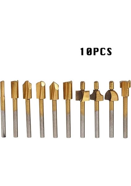 Titanyum 10 Adet Hss Freze Uçları Ahşap Kesici Freze Uyar Dremel Döner Alet Seti 1/8 "3mm Shank Marangozluk Freze Uçları Döner Araçları Dıy (Yurt Dışından)