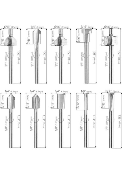 Titanyum 10 Adet Hss Freze Uçları Ahşap Kesici Freze Uyar Dremel Döner Alet Seti 1/8 "3mm Shank Marangozluk Freze Uçları Döner Araçları Dıy (Yurt Dışından) fırsatları