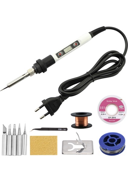 Beyaz Set-2 110V Abd Plug Elektrikli Havya 80W Ayarlanabilir Sıcaklık Havya LCD 220V/110V Havya Aracı (Yurt Dışından)