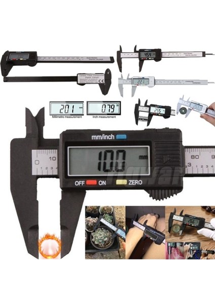 Siyah Şık 150MM/6 Inç LCD Dijital Elektronik Sürmeli Kumpas Ölçer Micromete Dijital Cetvel Ahşap Çalışma Ölçme Aracı (Yurt Dışından)