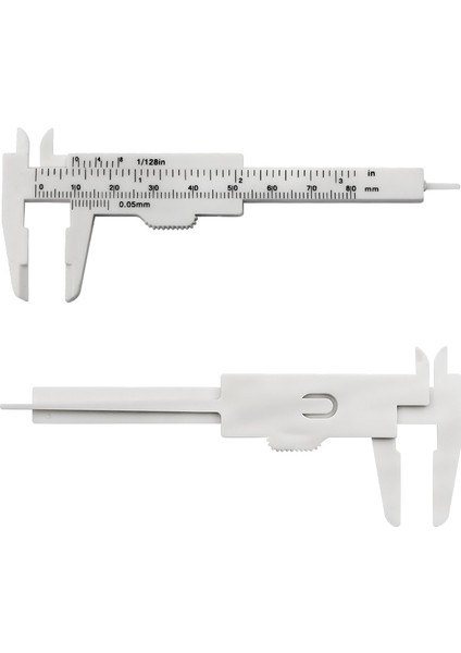 B 1 Adet 0-80MM Çift Kurallı Ölçekli Plastik Sürmeli Kumpas Öğrenci Kadranlı Gösterge Mikrometre Ölçüm Cetveli Iç Çapı Derinlik Ölçer (Yurt Dışından)