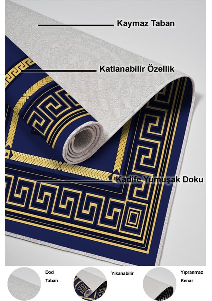 Dijital Mutfak Halısı Trend Keçe Kaymaz Taban Modern Carmel Gold