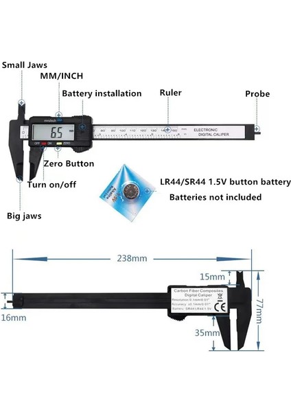 Hiçbir Dijital Kumpas 150MM 100MM Elektronik Dijital Kumpas Karbon Fiber Kadran Vernier Kumpas Ölçer Mikrometre Ölçme Aracı Dijital Cetvel (Yurt Dışından)