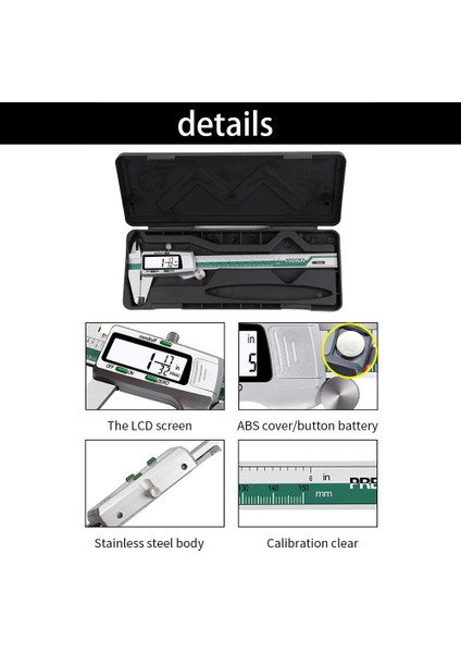 Kurulum Yenileme Çalışması Için Yüksek Hassasiyetli Sürmeli Kumpaslar LCD Dijital Ekran Paslanmaz Çelik Ölçüm Aletleri (Yurt Dışından) fiyatları