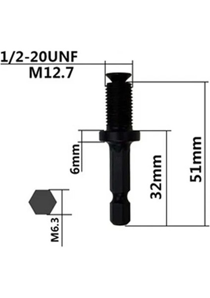 B Hex Shank 1/2"-20UNF / 3/8''-24UNF Darbeli Anahtar Için Yedek Adaptör Dönüştürme Matkap Chuck Adaptörü Sds-Plus Altıgen Soket Kare Dişi (Yurt Dışından)