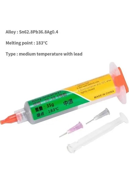 SN62.8PB36.8AG0.4 Smd Ic Pcb Ekstruder Akı Lehim Pastası Tutkal Ekstruder Lehim Pastası Güçlendirici Tamir Kaynak Pastası Yüksek Kalite 138°C -227°C (Yurt Dışından)