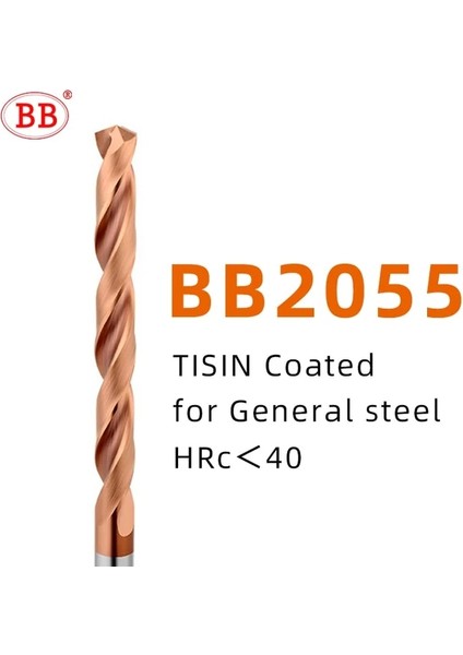 BB2055-TISIN 6.25MM, Yuvarlak Bb Katı Karbür Büküm Matkap 5MM~11.95MM Paralel Şaft Genel Saplama Cnc Delme Metal Çelik Demir Delik Iki Ondalık Basamak (Yurt Dışından)