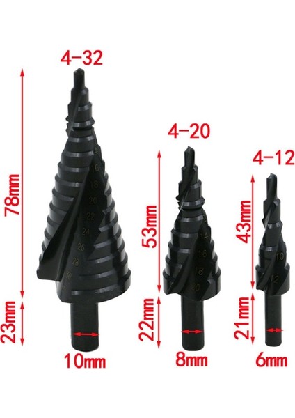 4-32MM 3 Adet Set 3 Adet/takım 4-32MM Yüksek Hız Çeliği Kobalt Kademeli Uç Seti Nitrojen Yüksek Hız Çeliği Spiral Metal Uç (Yurt Dışından)