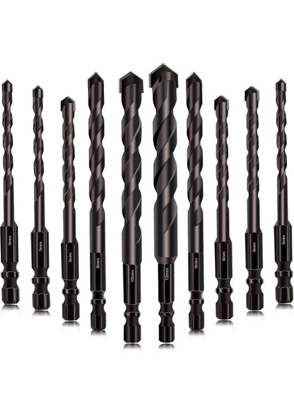 5-6-8-10-12MM Siyah Duvarcılık Matkap Uçları Beton Matkap Ucu Seramik Karo Matkap Ucu Seti Beton Tuğla Cam Ahşap Için Tungsten Karbür Uçlu (Yurt Dışından)