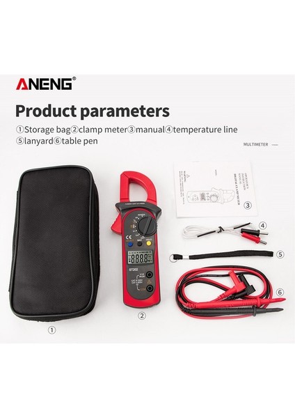 Kırmızı ST202 Dijital Kelepçe Multimetre Direnç Ohm Transistör Test Cihazları Ac/dc Akım Voltmetre Lcr Pens Metre Sıcaklık ile (Yurt Dışından)