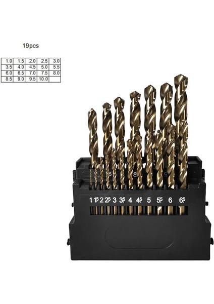 19 Adet Allsome M42 Hss Büküm Matkap Ucu Seti 3 Kenar Kafası 8% Paslanmaz Çelik Ahşap Metal Delme Için Yüksek Kobalt Matkap Ucu (Yurt Dışından)