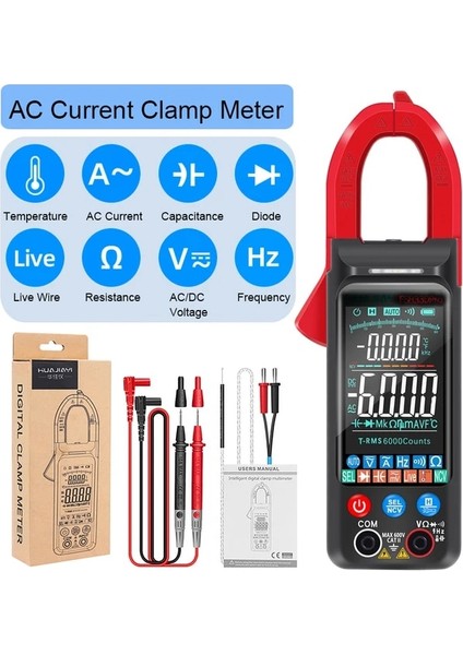 Büyük Ekran Kırmızı Huajıayı Dijital Pens Metre Mini Multimetre Dijital Tonometre Pense Ampermetre Araçları Akım Temperaturetest Ncv Otomatik Aralığı (Yurt Dışından)