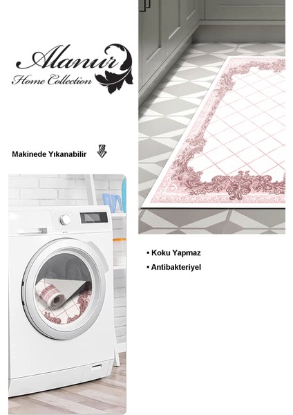 Dijital Mutfak Halısı Trend Keçe Kaymaz Taban Modern Laoise Pudra modelleri