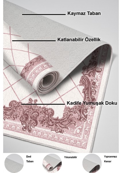 Dijital Mutfak Halısı Trend Keçe Kaymaz Taban Modern Laoise Pudra indirimleri