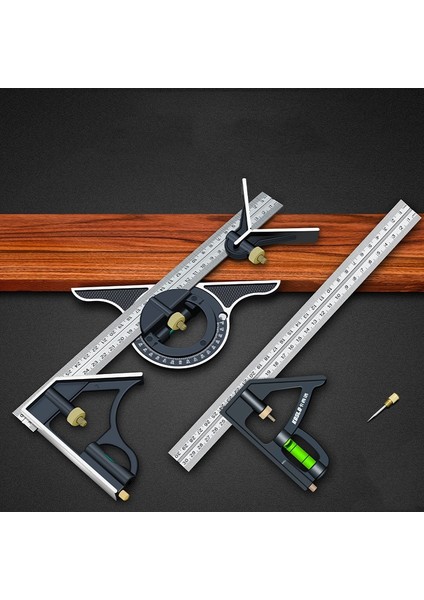 Siyah 3 In 1 Kombinasyon Açı Cetvel Seti Mühendis 300MM Ayarlanabilir Çoklu Kombinasyon Sağ Kare Iletki Ölçme Aracı Seti (Yurt Dışından)