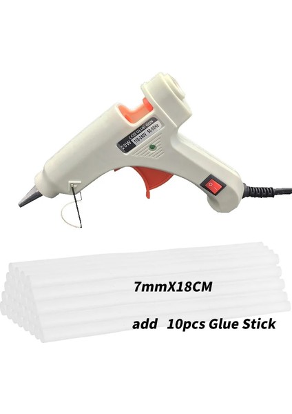 Beyaz Tabanca Çubuk 20W Ekleyin, Abd Yüksek Sıcaklık Mini 20W Mini Sıcak Tutkal Tabancası ile 10 Adet 7mm 180MM Tutkal Sopa Elektrikli Isı Sıcaklığı Aracı (Yurt Dışından) indirimleri