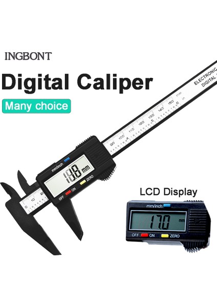 150MM-BLACK Ingbonel Aletleri Plastik Tdigital Sürmeli Kaliper 0-150MM 6 Inç LCD Elektronik Karbon Fiber Altimetre Mikrometre Ölçme Aracı (Yurt Dışından) fiyatları