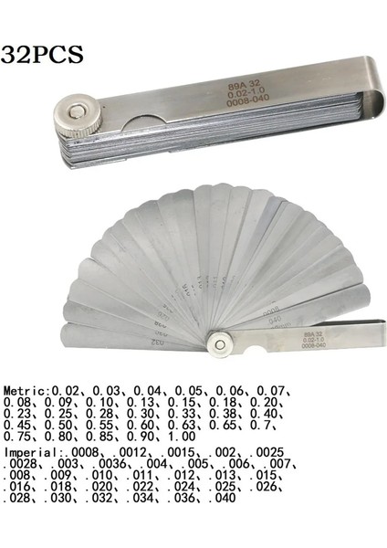 0.02-1mm Feeler Ölçer Yüksek Hassasiyetli Metrik Ölçer 32 Bıçaklı Cetvel Ölçü Aracı Ölçme Araçları (Yurt Dışından)