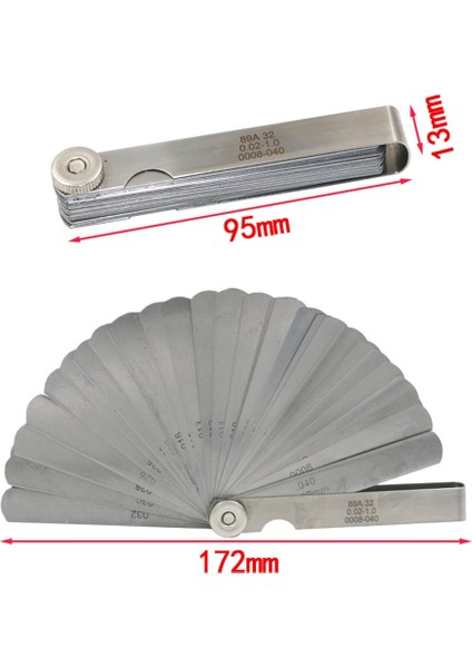 0.02-1mm Feeler Ölçer Yüksek Hassasiyetli Metrik Ölçer 32 Bıçaklı Cetvel Ölçü Aracı Ölçme Araçları (Yurt Dışından)