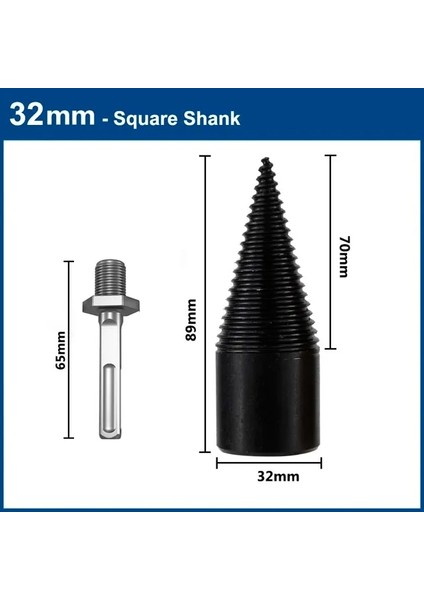 32MM Kare Şaft Xcan Yakacak Odun Doğrayın 32MM/42MM Hss Yakacak Odun Ayırıcı Matkap Ucu Ahşap Bölünmüş Koni Matkap Ucu Ağaç Işleme Araçları Ahşap Kıyıcı (Yurt Dışından)