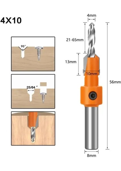 1 Adet 4X10 6 Boyutu Havşa Matkap Ucu Seti Marangozluk Aletleri Havşa Havşa Lavabo Ucu 10MM Genişlik Ağaç Işleme Ahşap Havşa Matkap (Yurt Dışından)