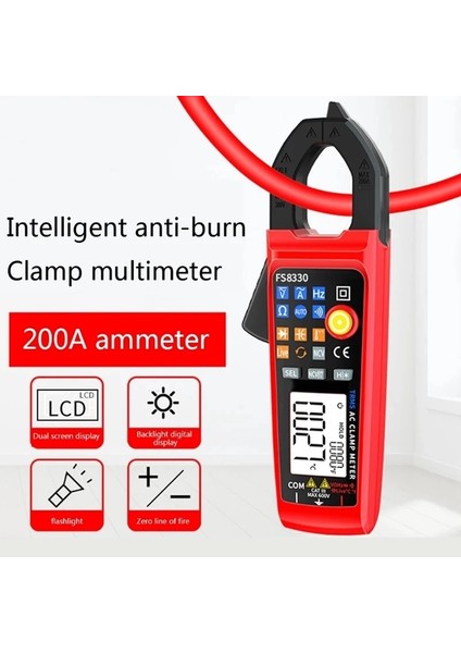 Büyük Ekran Kırmızı Huajıayı Dijital Pens Metre Mini Multimetre Dijital Tonometre Pense Ampermetre Araçları Akım Temperaturetest Ncv Otomatik Aralığı (Yurt Dışından)