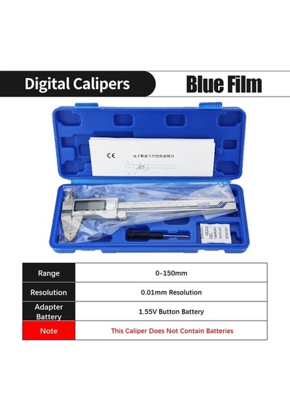 Büyük Dijital IP54 Dijital Kumpas Metal Cetvel Ölçer Paslanmaz Çelik Elektronik Sürmeli Kaliperler Mikrometre Derinlik Ölçme Araçları 0-150MM (Yurt Dışından)