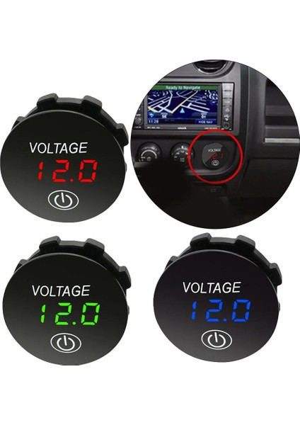 Yeşil Ekran Dc 12 V-24 V LED Mini Yuvarlak Dijital Voltmetre Dokunmatik Açık Kapalı Anahtarı Metre Test Cihazı Araba/motosiklet/motorlu Tekne/kamyon Tamir Için (Yurt Dışından) fiyatları