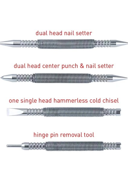 Merkez Pimi Bestnule 4 Parça Çift Kafalı Çivi Ayarlayıcı Menteşe Pimi Sökücü Punch Seti Çift Kafa ve Soğuk Keski ve Merkez Punch Seti (Yurt Dışından) fırsatları