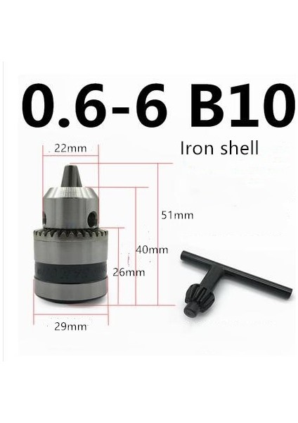 B10 0.6-6mm Demir Yepyeni 1.5-10MM B12 1-10MM Konu Anahtarlı Chuck Elektrikli Matkap Chuck Adaptörü B10 0.6-6 mm (Yurt Dışından)