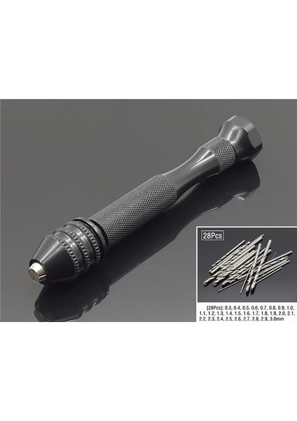 1 Adet ve 28 Adet Mini Mikro Alüminyum 0.3-3.4mm El Matkabı Anahtarsız Mandren ile Döner Aletler Ahşap Delme + Hss Büküm Matkap Uçları Seti Manuel (Yurt Dışından)