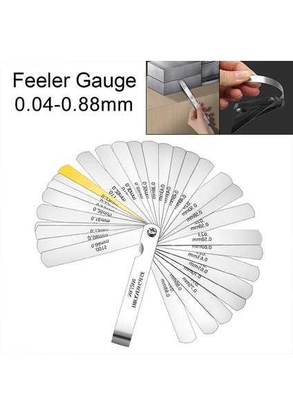 Metrik Feeler Ölçer 0.04-0.88MM Feeler Ölçerler 32 Metrik Bıçaklar Evrensel Kalınlık Seti Itici Valf Feeler Ölçer Yüksek Doğruluk Boşluk Ölçme Aletleri (Yurt Dışından) fiyatları