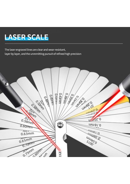 Metrik Feeler Ölçer 0.04-0.88MM Feeler Ölçerler 32 Metrik Bıçaklar Evrensel Kalınlık Seti Itici Valf Feeler Ölçer Yüksek Doğruluk Boşluk Ölçme Aletleri (Yurt Dışından) modelleri