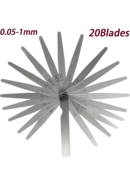 20 Bıçak 0.05-1mm Feeler Göstergeleri Evrensel Kalınlık Ölçer Yüksek Doğruluk Boşluk Ölçme Aracı Paslanmaz Çelik Katlanabilir Feeler Probu Kalınlık Göstergeleri (Yurt Dışından)