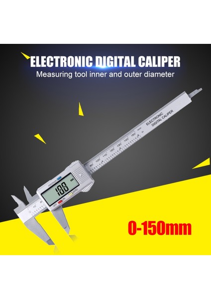 Çok Fonksiyonlu 0-150MM LCD Dijital Derinlik Pratik Cetvel Klasik Doku Elektronik Sürmeli Kumpas Ölçer Mikrometre (Yurt Dışından)