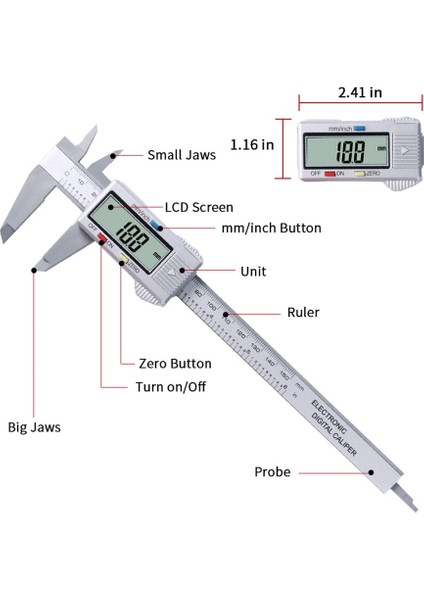Çok Fonksiyonlu 0-150MM LCD Dijital Derinlik Pratik Cetvel Klasik Doku Elektronik Sürmeli Kumpas Ölçer Mikrometre (Yurt Dışından)