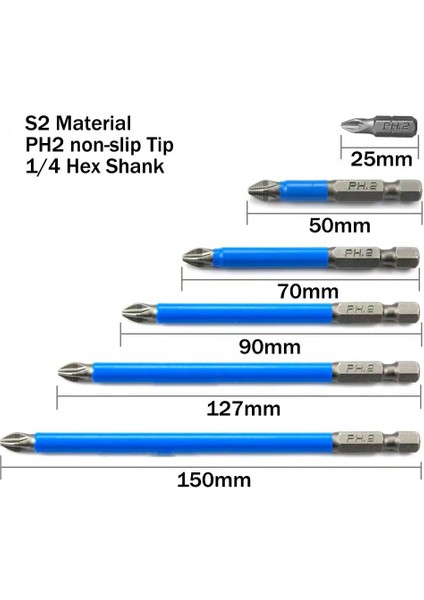 127 Altıgen Altıgen Şaft Manyetik Kaymaz Uzun Erişimli Elektrikli Tornavida 25-150MM Uçları Hassas Ph2 Tek Phillips/çapraz Kafa Elektrikli El Aletleri (Yurt Dışından) fırsatları