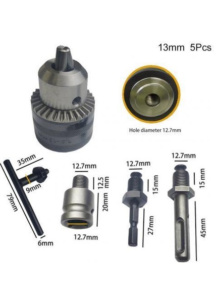 13MM 5 Adet 6.5/10/13/16MM Matkap Chuck Adaptörü Dönüştürücü Anahtarsız Mil Chuck Kelepçe 0.6-6.5MM/0.8-10MM/2-13MM/3-16MM Shank Matkap Chuck (Yurt Dışından)