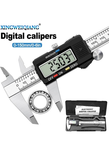 Kumpas Kutusu 6 Inç 0-150MM Ölçme Aracı Paslanmaz Çelik Kumpas Dijital Sürmeli Kumpas (Yurt Dışından)