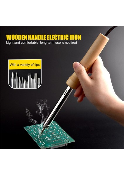 Ab Tak 40W 220V Ayarlanabilir Sıcaklık Elektrikli Havya 30W/40W/60W/80W/100W Ahşap Saplı Mini Havya Rework Istasyonu Ab Tak (Yurt Dışından) fırsatları