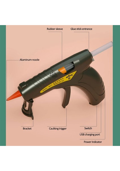 Siyah Lityum 3.7 V Elektrikli Sıcak Eriyik Tutkal Tabancası Akülü Ev Şarj Edilebilir Çocuk Kılavuzu Dıy Çubuk Tutkal Çok Amaçlı Taşınabilir (Yurt Dışından)