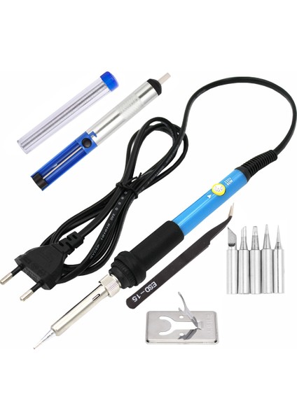 Set-3 220V Ab Tak Versiyonu Havya Ab Abd Tak 110V 220V 60W Termostatik Elektrikli Mini Havya Istasyonu 6 Adet Havya Ucu Lehim Teli (Yurt Dışından)