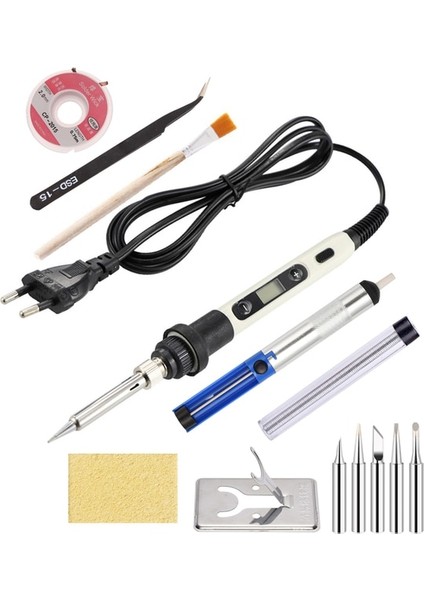 Beyaz Set-4 110V Us Plug Elektrikli Havya 80W Sıcaklık Ayarlanabilir LCD Kaynak Tamir Araçları 220V Havya Kafası/teneke Tel Alet Aksesuarları (Yurt Dışından)