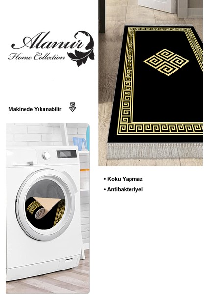 Dijital Mutfak Halısı Yıldız Deri Kaymaz Taban Saçaklı Modern Kathryn Gold modelleri