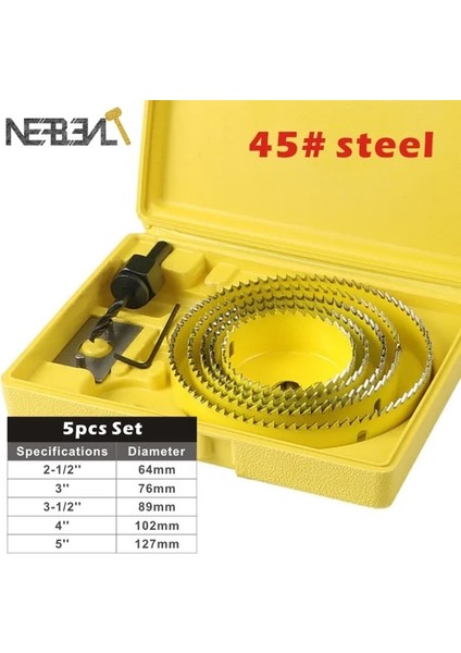 45G-5PCS 5/8/13 Adet Ağaç Işleme Delik Testere Seti Matkap Ucu Karbon Çelik 19-127MM Delik Kesici Alçıpan Tavan Ahşap Delik Testere Kiti (Yurt Dışından)
