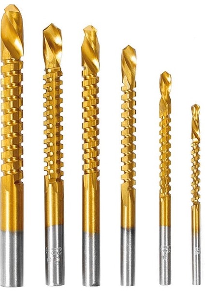 6 Adet Yuvarlak 6/1 Adet Hss Büküm Matkap Uçları Seti 3-8mm Tırtıklı Kanal Açma Kesme Musluk Spiral Testere Ahşap Metal Plastik Delik Testere Titanyum Matkap Araçları (Yurt Dışından)