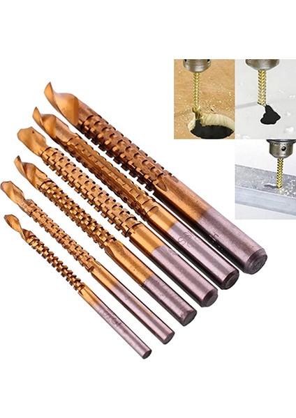 6 Adet Yuvarlak 6/1 Adet Hss Büküm Matkap Uçları Seti 3-8mm Tırtıklı Kanal Açma Kesme Musluk Spiral Testere Ahşap Metal Plastik Delik Testere Titanyum Matkap Araçları (Yurt Dışından) modelleri